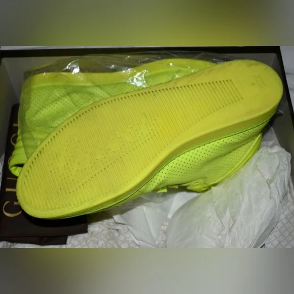 VTG Gucci Neon Yellow Neon High-Top Sneakers Size 10 G - Picture 3 of 5